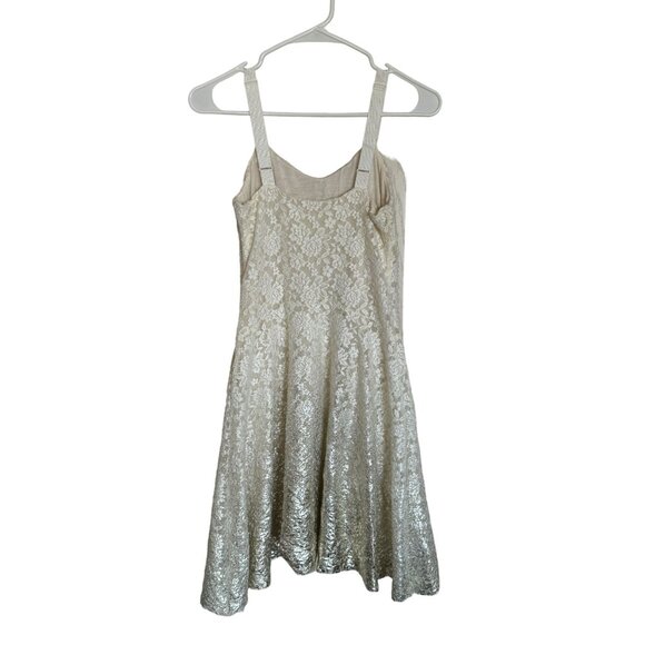 FREE‎ PEOPLE Cream Metallic Ombre Sleeveless Short Dress Women's Medium /m2 - Picture 4 of 10